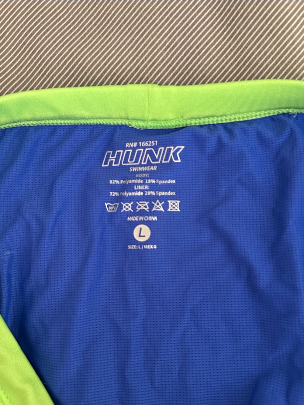 USED HUNK Blue and Neon Green Swim Sport Briefs L - Picture 3 of 5